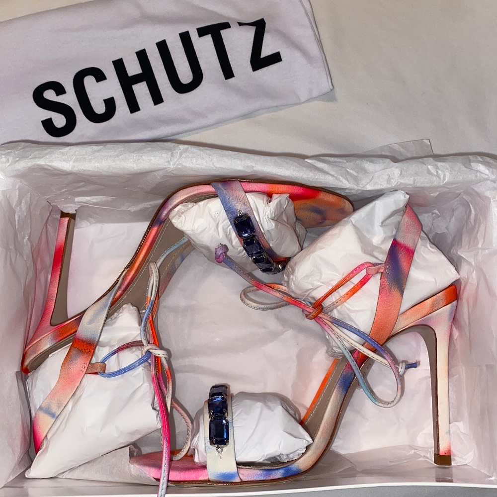 SCHUTZ Bright TieDye/Gem Heels - NEW